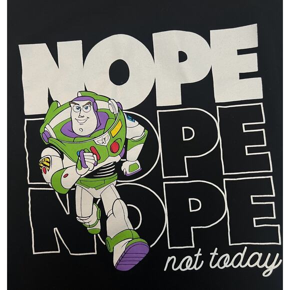 Disney Pixar Toy Story Buzz Lightyear “NOPE Not Today” Girls T-Shirt Size M 7-9 - Picture 3 of 7